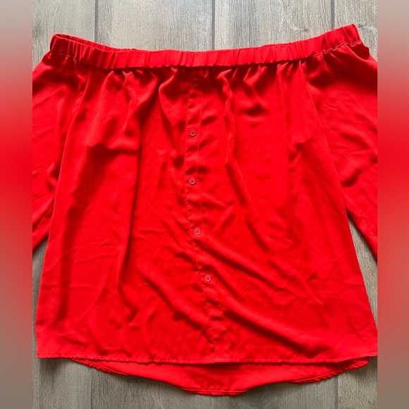Reddish Orange Off shoulder Vince Camuto Top In Size L - Spring Summer Top - Picture 2 of 7
